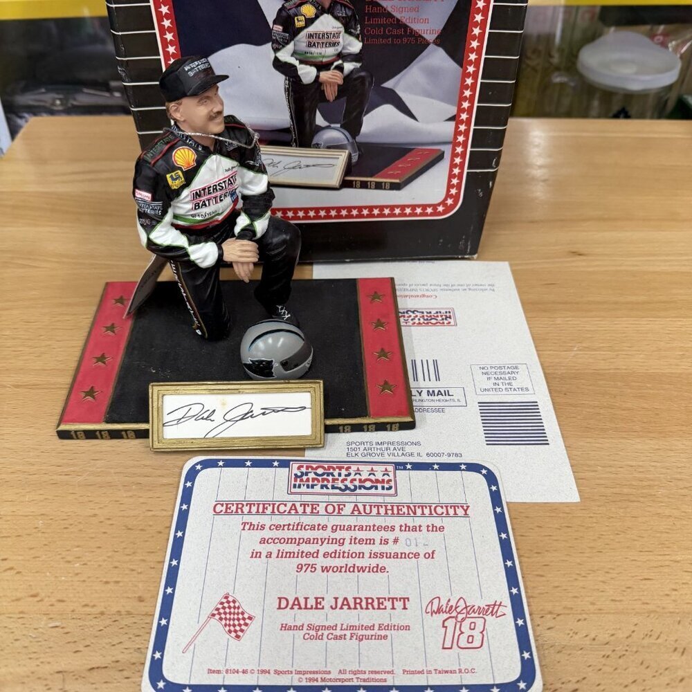 Vintage DALE JARRETT Sports Impressions Figurine Autographed INTERSTATE
